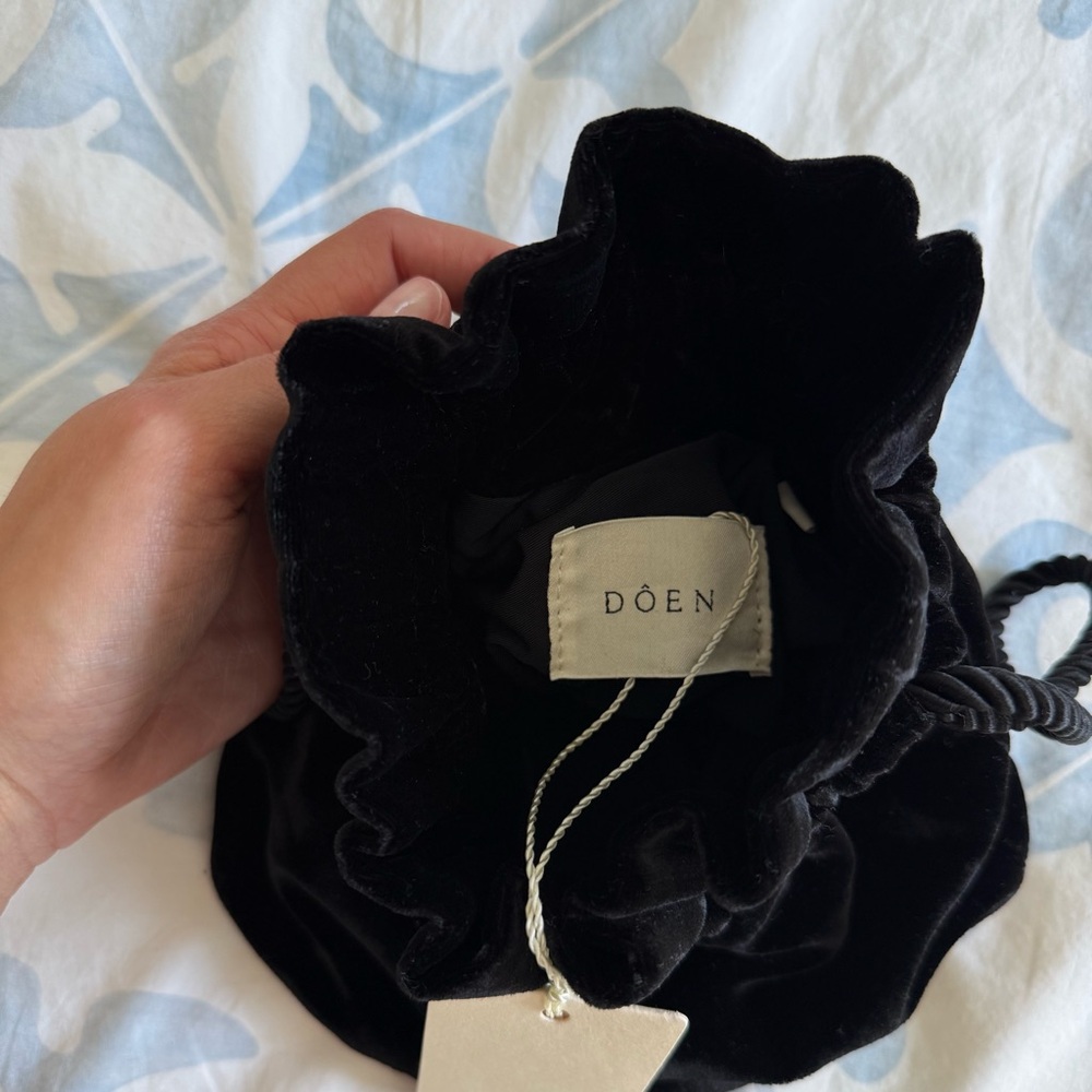 Doen Velvet Black Pouch Purse NWT